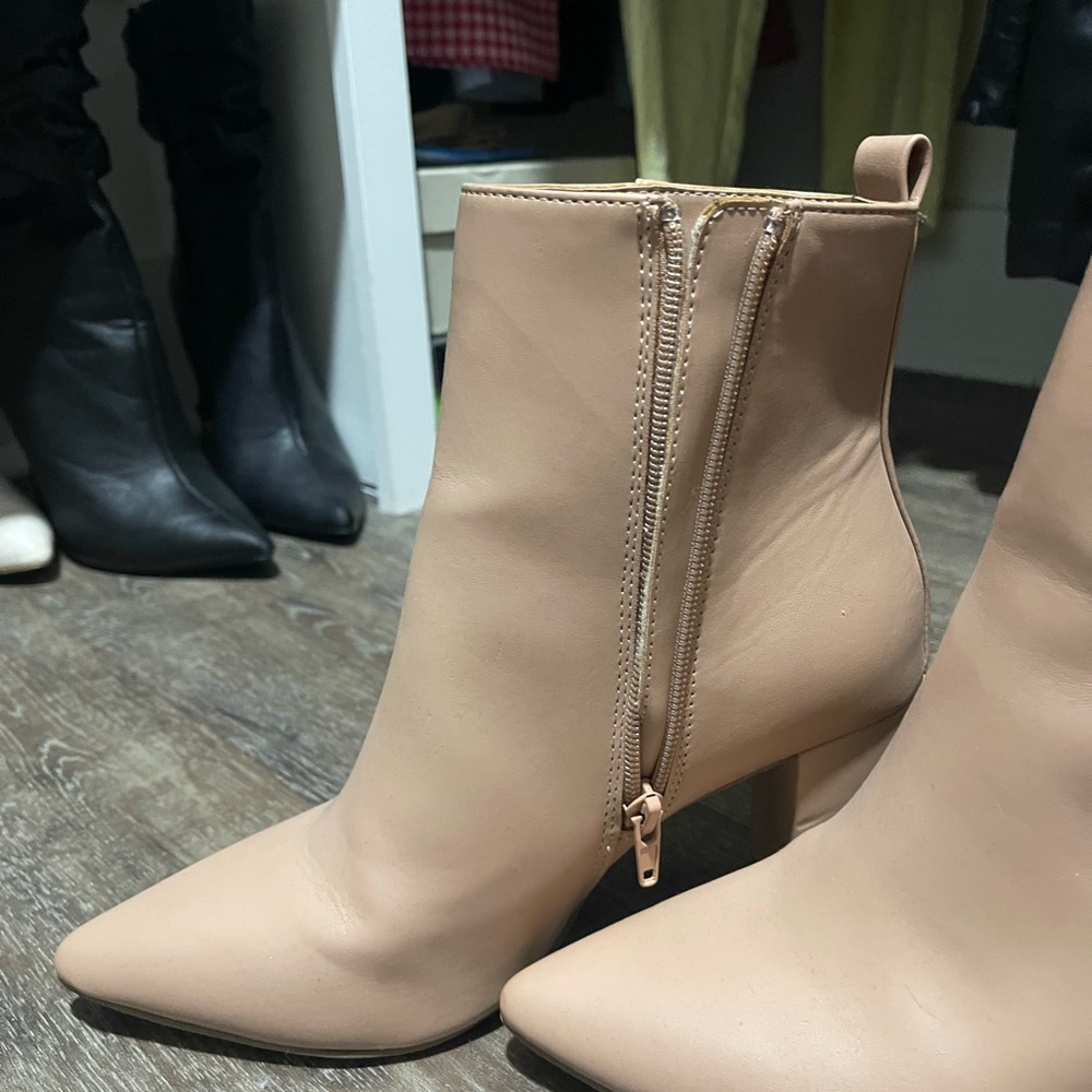 JustFab Nude Heeled Boots - Picture 2 of 5